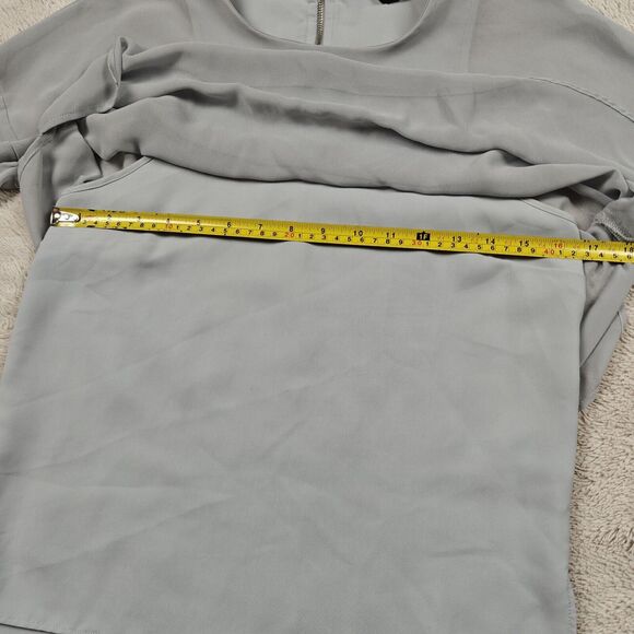 Topshop Layered Blouse Women's 4 US Blue Grey Sheer Overlay Long Sleeve High Low - Picture 7 of 9